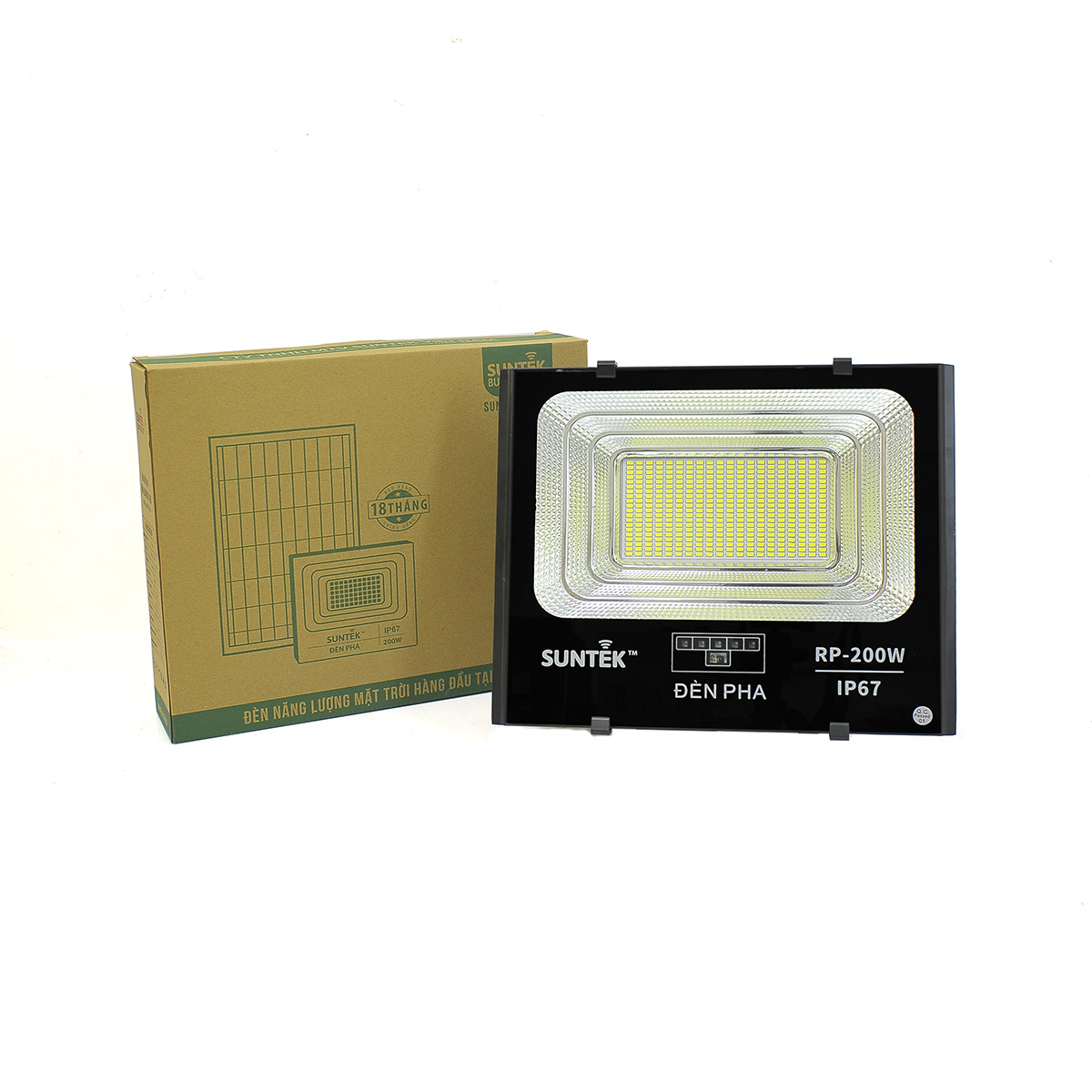 Đèn Pha Năng Lượng Mặt Trời SUNTEK RP-200W - Sáng suốt đêm | Tự động Bật/Tắt | Điều khiển Từ Xa | Chống Nước/Bụi/Sét | Tuổi thọ bóng LED 50.000 giờ - Hàng Chính Hãng - Bảo hành 18 tháng 1 đổi 1