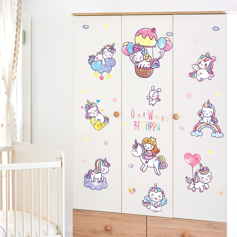 Decal dán trang trí phòng cho bé gái Kỳ lân dễ thương mẫu số 4 Amyshop