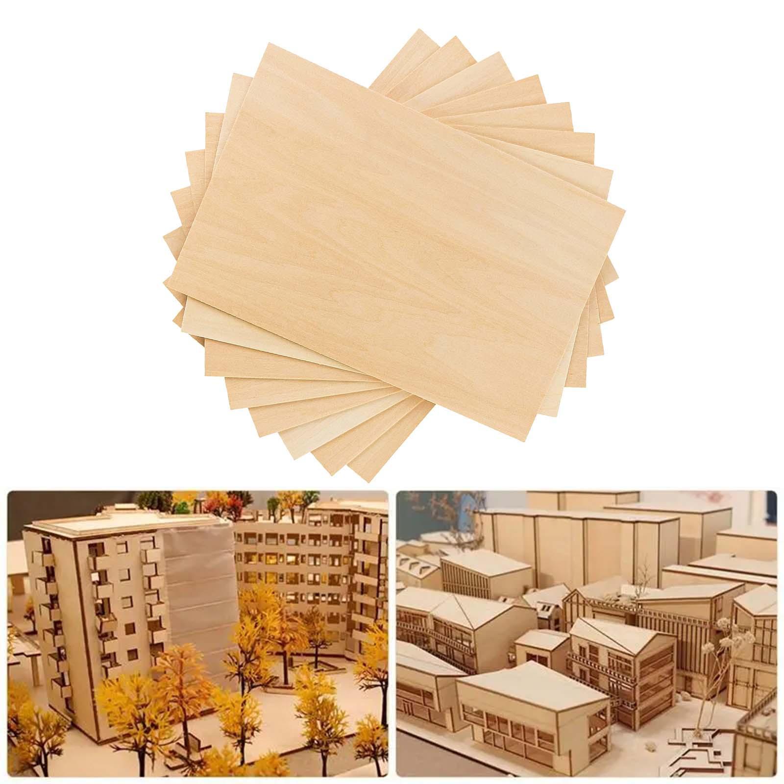 8x Unfinished Wooden Board, Wood Sheets Board, Thin Plywood Board, Wood Boards for Miniature Aircraft Mini House, DIY Project Making Plane Model