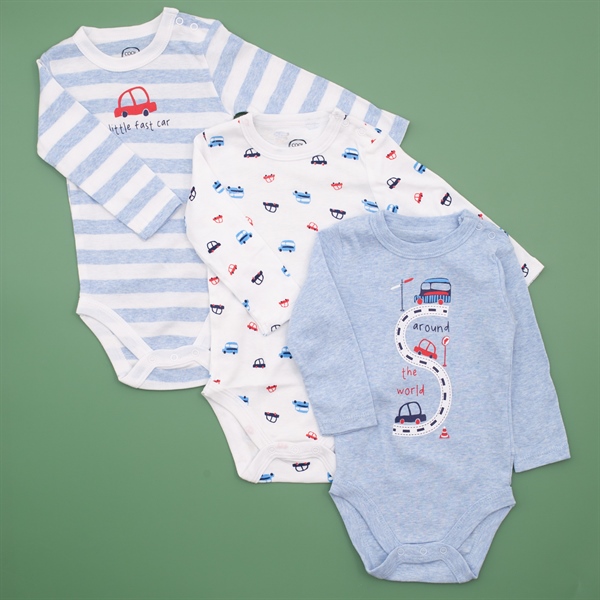 Set 3 body chip họa tiết ô tô cho bé