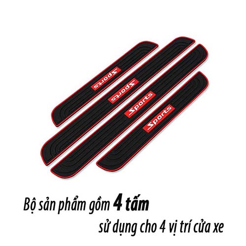 Bộ 4 Miếng Ốp Bậc Chống Xước Cửa Xe Ô Tô - Mẫu Chữ Sport - Chất Liệu Cao Su Dẻo, Băng Dính Chuyển Dụng