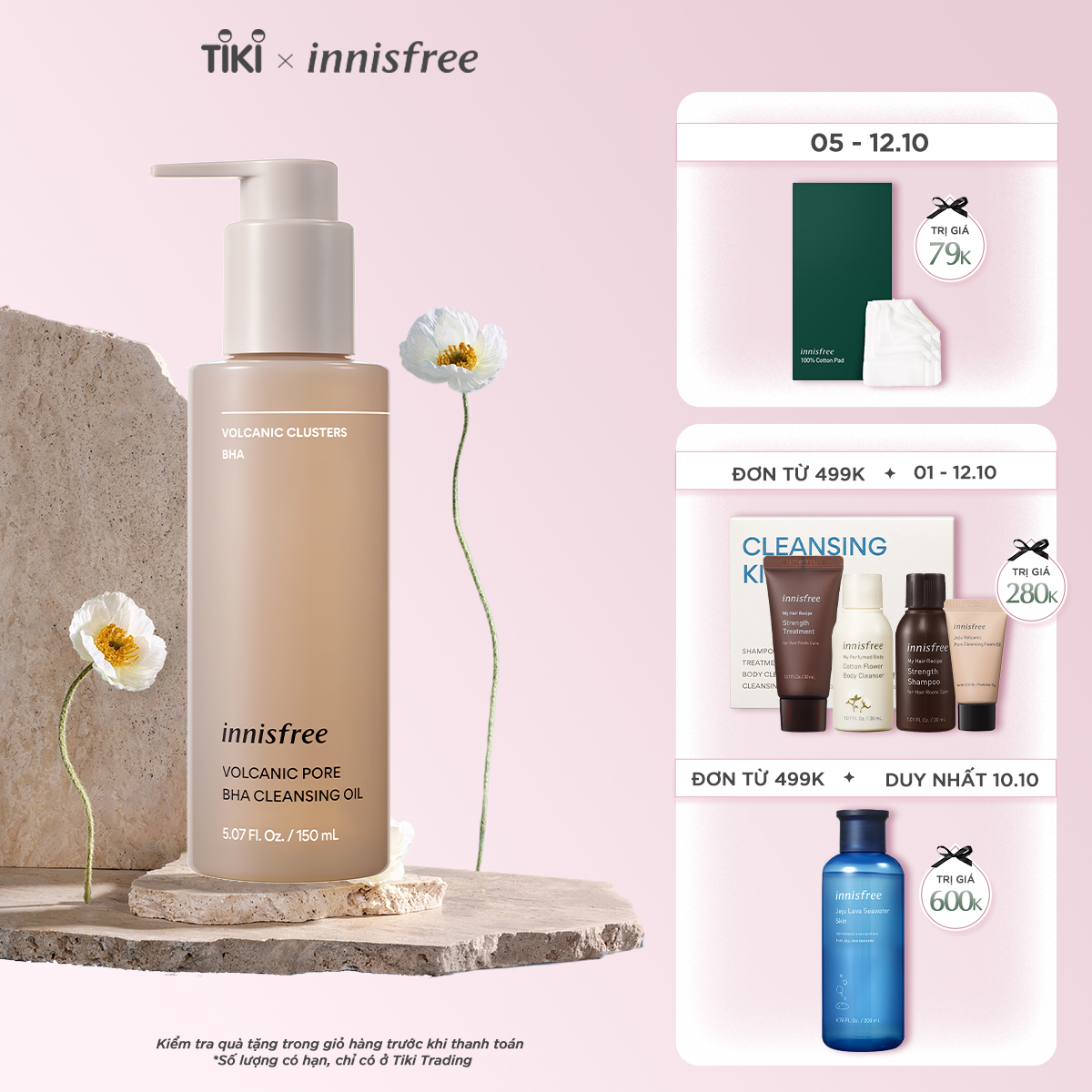 Dầu tẩy trang sạch sâu đá tro núi lửa innisfree Volcanic Pore BHA Cleansing Oil 150ml