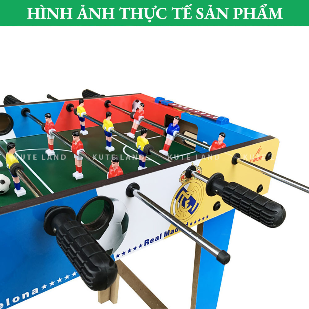 Bàn bi lắc chân cao hình bóng đá đội Real &amp; Barca 69x37x65 cm bằng gỗ size lớn nhiều màu sắc