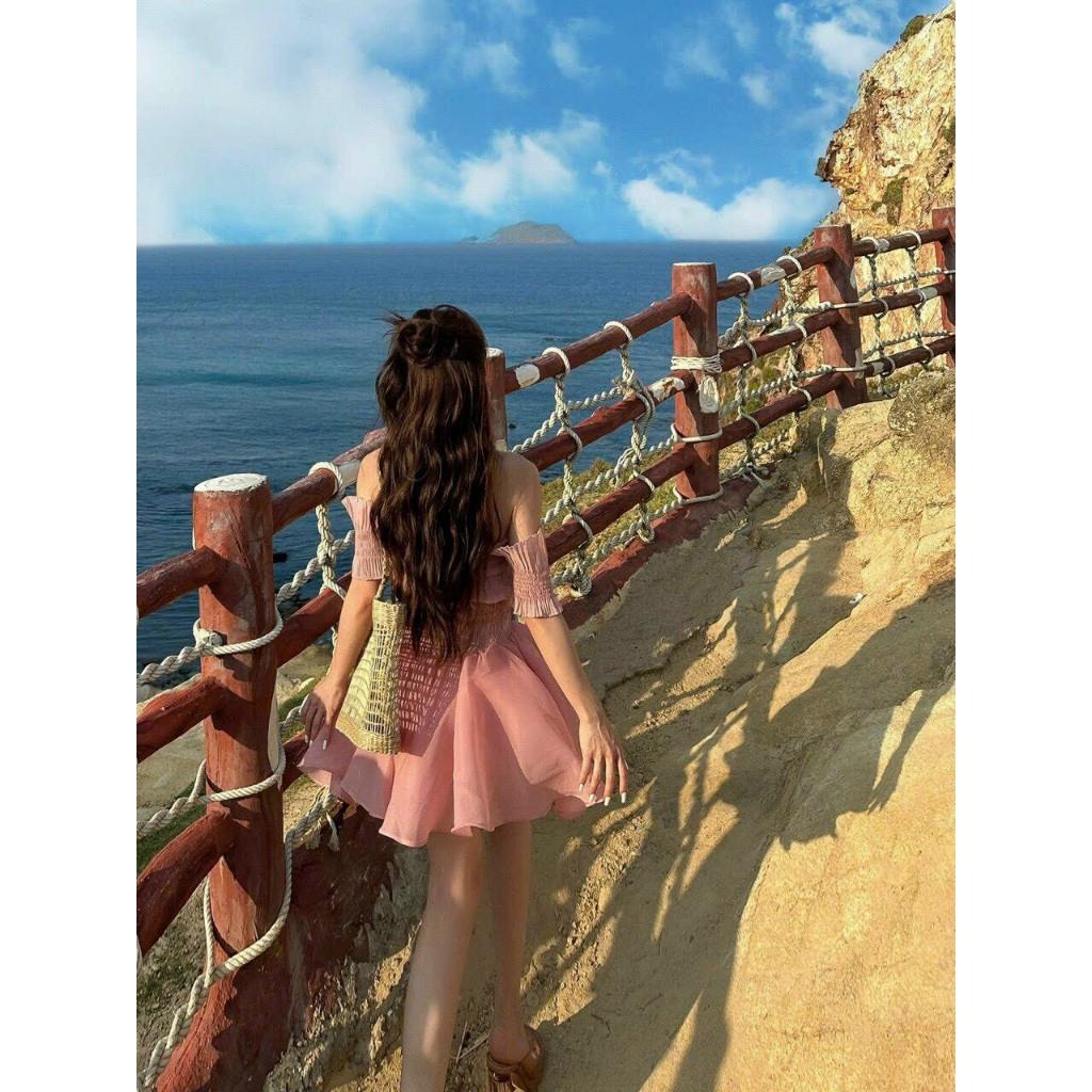 Đầm tiểu thư, Đầm babydoll nhún eo xòe chất tơ cực đẹp Trendy Clothing