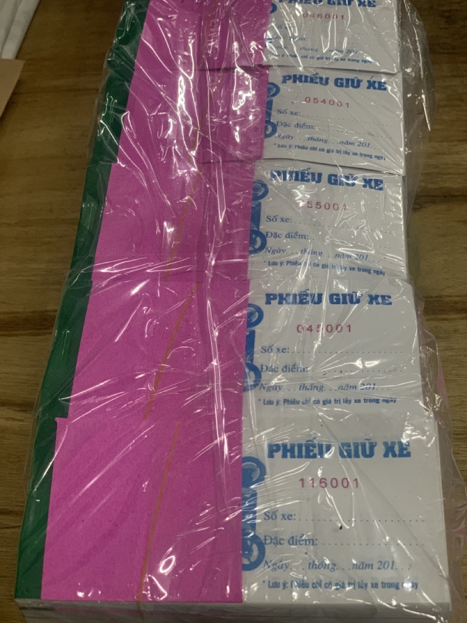 Phiếu giữ xe in sẵn - block 50 cuốn