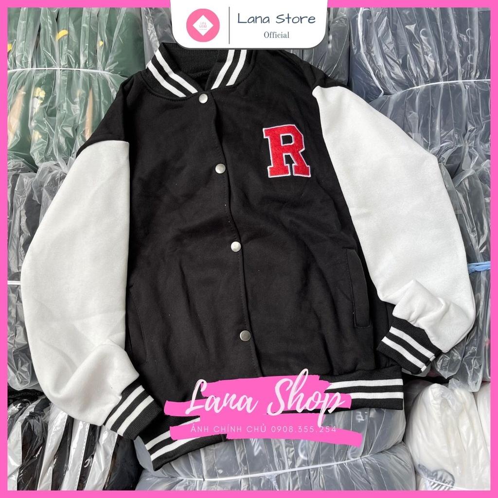 Áo Khoác Bomber Varsity Jacket Thêu Chữ R Raysoran Chất Nỉ Bông Mịn Đẹp