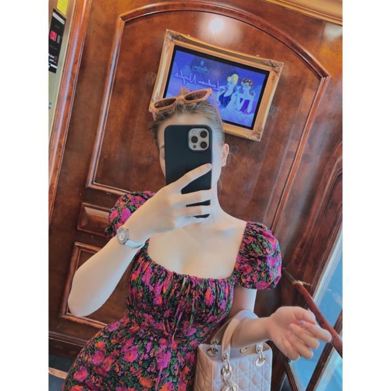 Váy Hoa Hồng Body Cổ Vuông, Đầm Hoa Dáng Ôm Siêu Xinh Có Ảnh Thật Kèm Video ! *