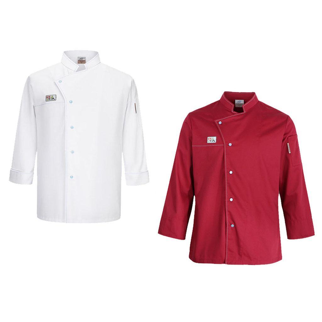 Unisex Chef Jackets Coat Long Sleeves Shirt Kitchen Uniform