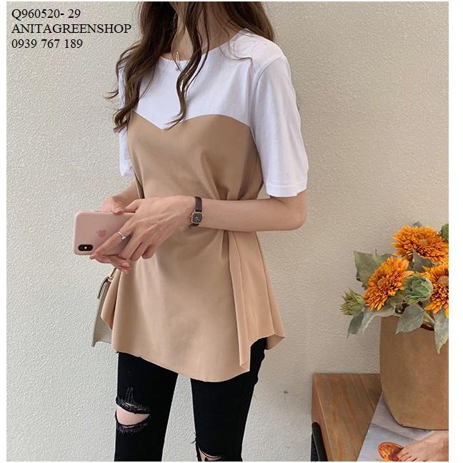 Q960520 ÁO KIỂU NỮ PHỐI MÀU