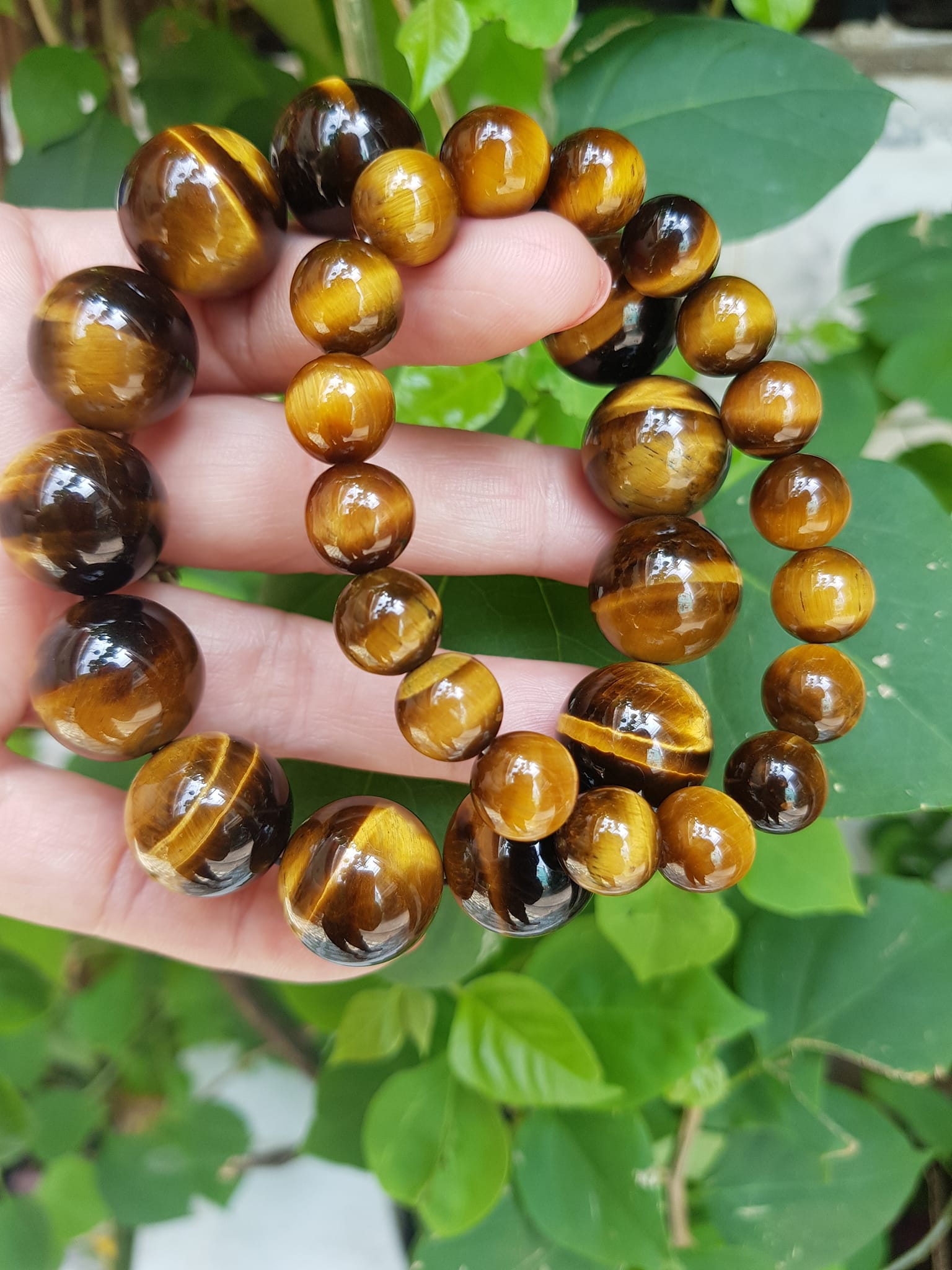 Vòng tay cặp Đá Mắt Hổ Tự Nhiên Vàng Nâu đem lại sự giàu có may mắn Vòng phù hợp với vợ chồng anh chị mệnh Thổ và mệnh Kim ạ Cặp vòng size 10mm và 16mm đeo rất đẹp tốt ạ