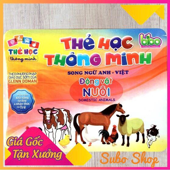 Thẻ học thông minh song ngữ bibo - đồ chơi thông minh flashcard anh việt chủ đề động vật nuôi