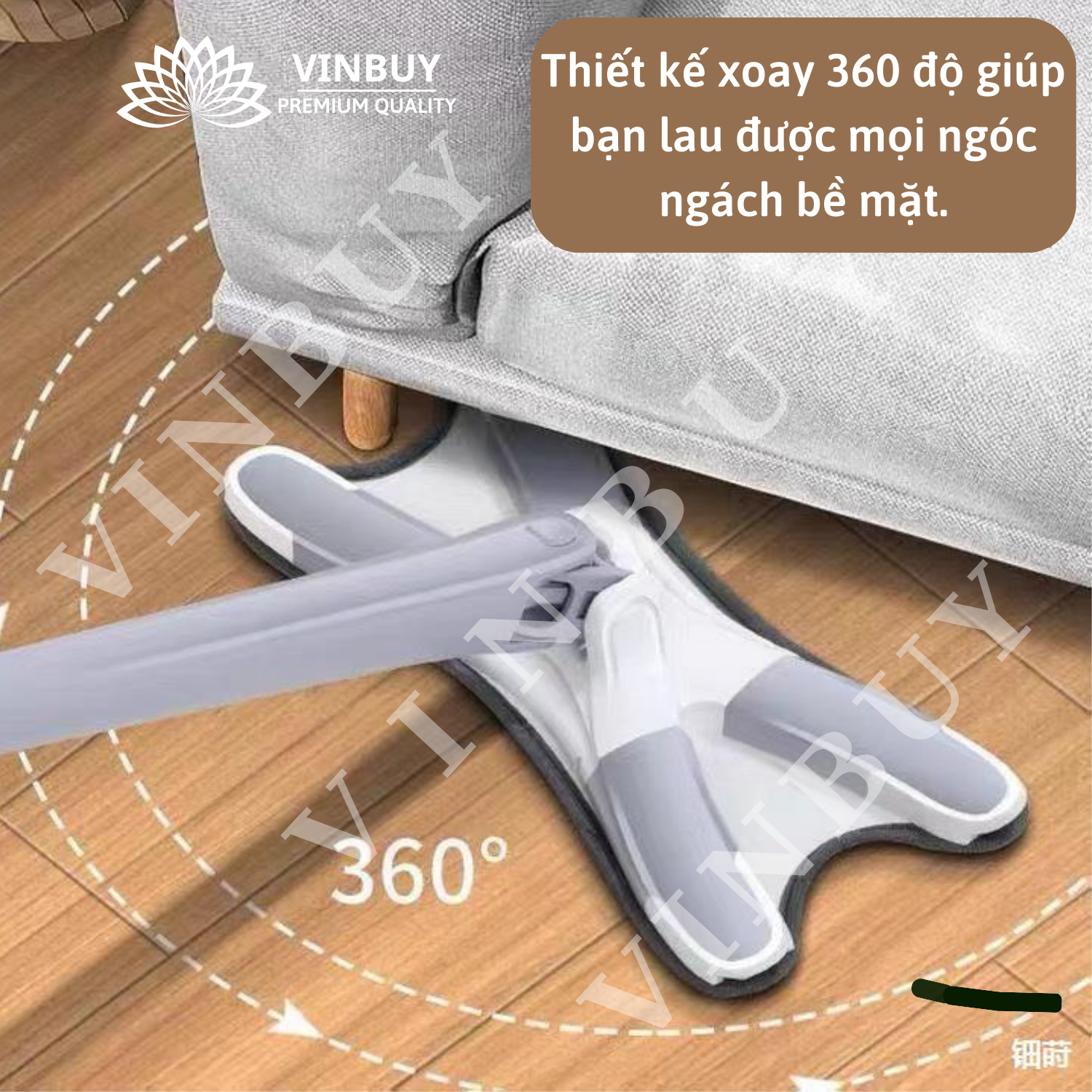 Cây lau nhà tự vắt chữ X thông minh đầu xoay 360*, có bông lau sợi Microfiber mềm mịn thấm hút VinBuy – Hàng chính hãng 