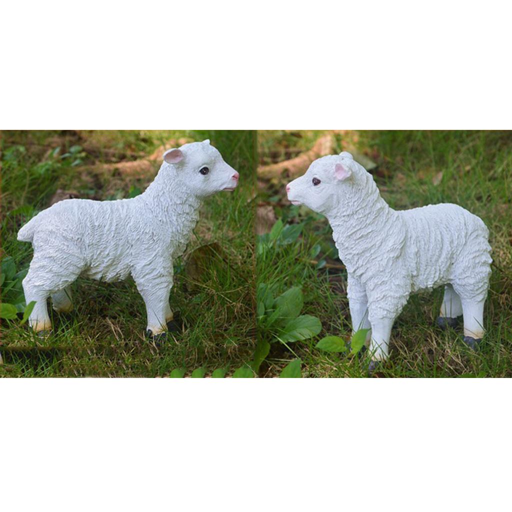 2xResin Garden Farm Animal Sheep Statue Indoor Outdoor Decoration Standing Left