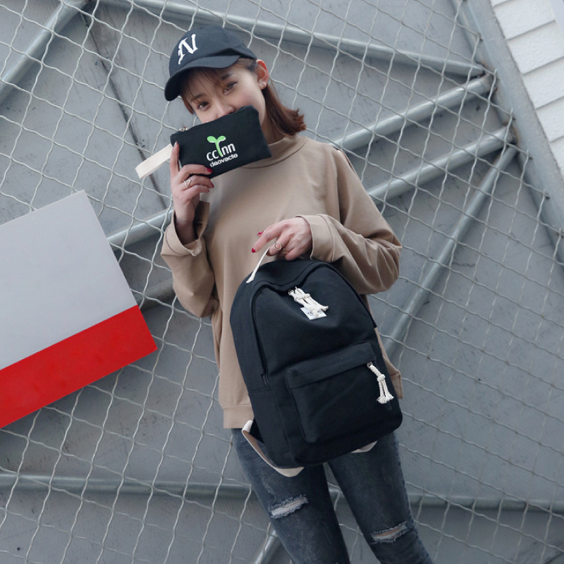 Balo Nữ Kèm Ví Chất Liệu Vải Canvas Ba Lô Đi Học Đi Chơi Thời Trang Cao Cấp Phong Cách Hàn Quốc - Balo Nữ Sinh - VPS08