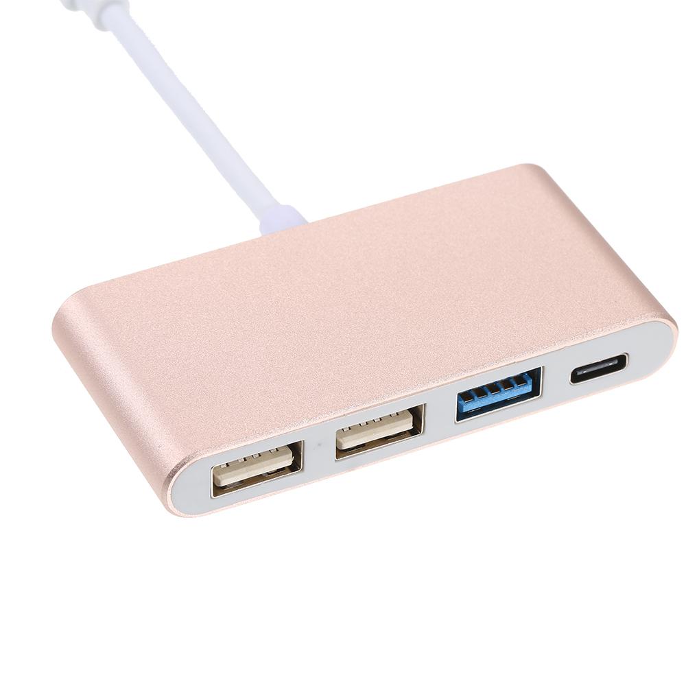4 in 1 Type-C to Type-C 3 Hub Charging Port Type-C to USB 3.0 Adapter Cable USB C to 3 Hub Fast Speed (Sliver)