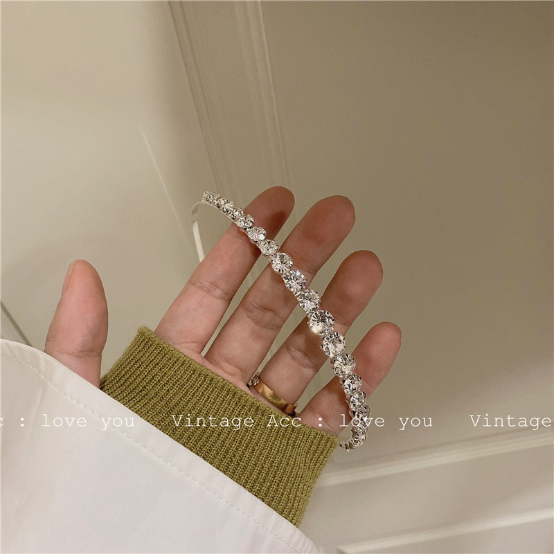 Bờm tóc đính đá đơn giản 2 màu tiểu thư