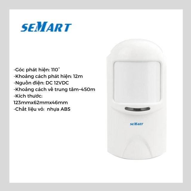 Cảm biến hồng ngoại phát hiện chuyển động có dây miễn dịch vật nuôi&amp;lt;16kg Semart SM-04C.Kết nối về tủ trung tâm cảnh báo khu vực