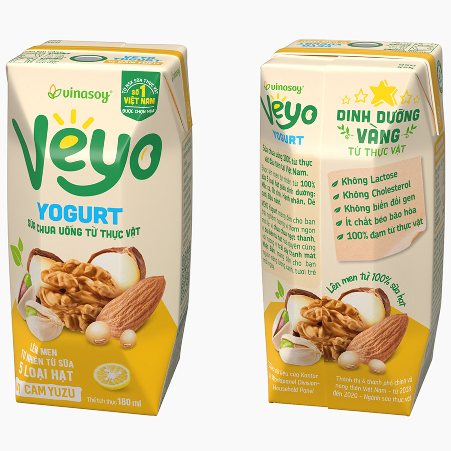 Thùng Sữa chua uống từ thực vật Veyo Yogurt ( 180ml x 30 Hộp) - Vị Cam Yuzu