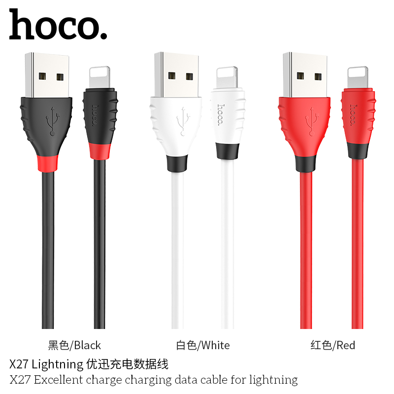 Cáp Sạc Nhanh 2.4A 1.2m Hoco X27 Dành Cho Lightning - Giao Màu Ngẫu Nhiên - Hàng Nhập Khẩu