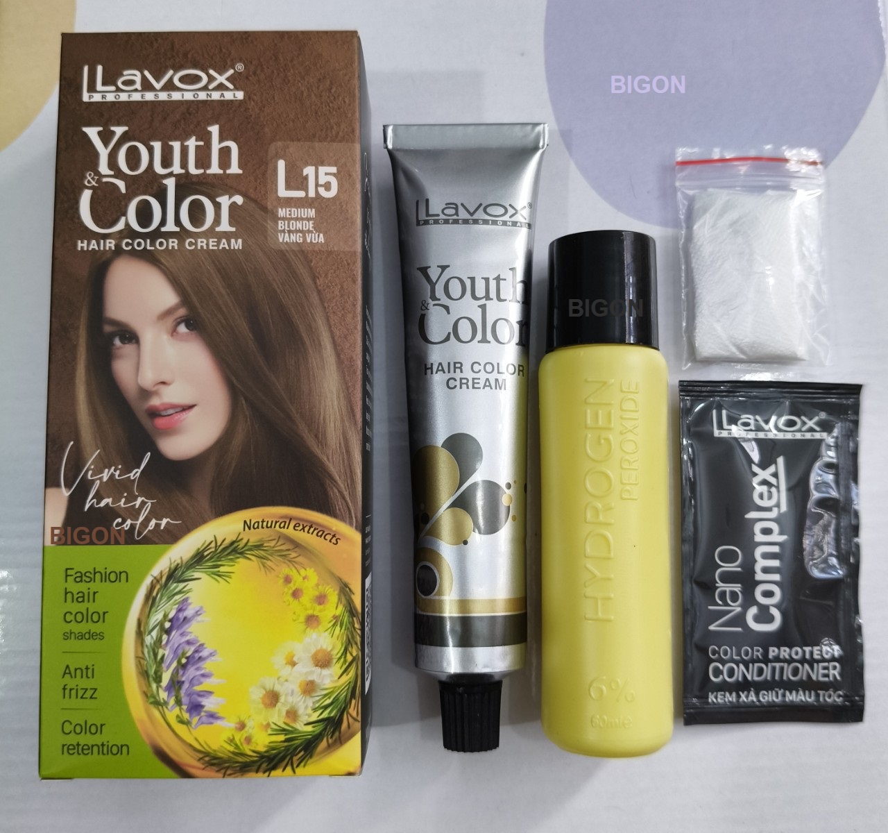 (Vàng Vừa) Kem Nhuộm Tóc Màu Thời Trang Lavox Youth&amp;Color L15 - Medium Blonde