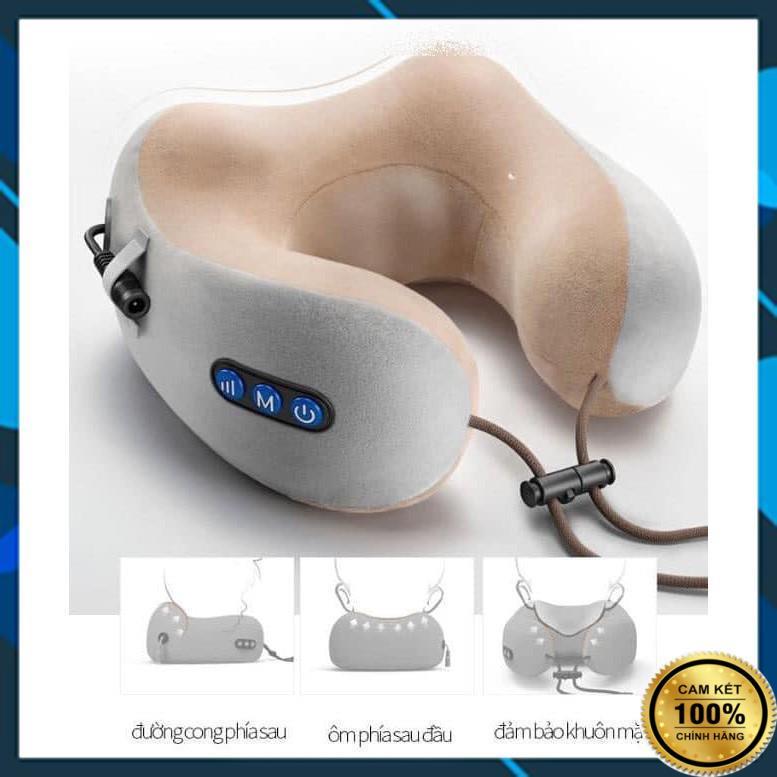 Gối Massage Cổ Chữ U Nhật Bản Cao Cấp - Máy Mát Xa Cổ Vai Gáy Có Sưởi Hồng Ngoại 4 Chức Năng Trị Liệu- Sạc Pin
