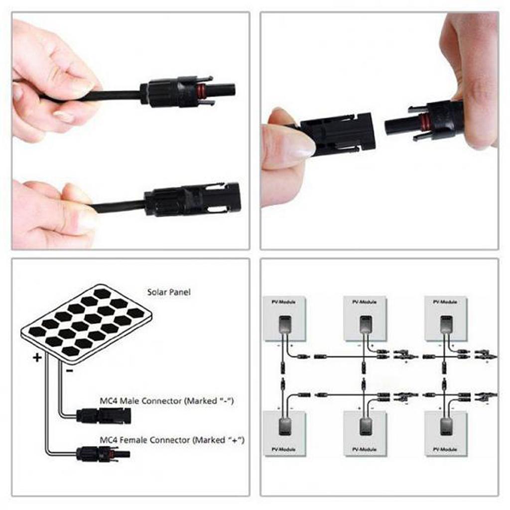 20 pcs Male Female M/F Cable Connector Solar Panel 30A Wire Adaptors