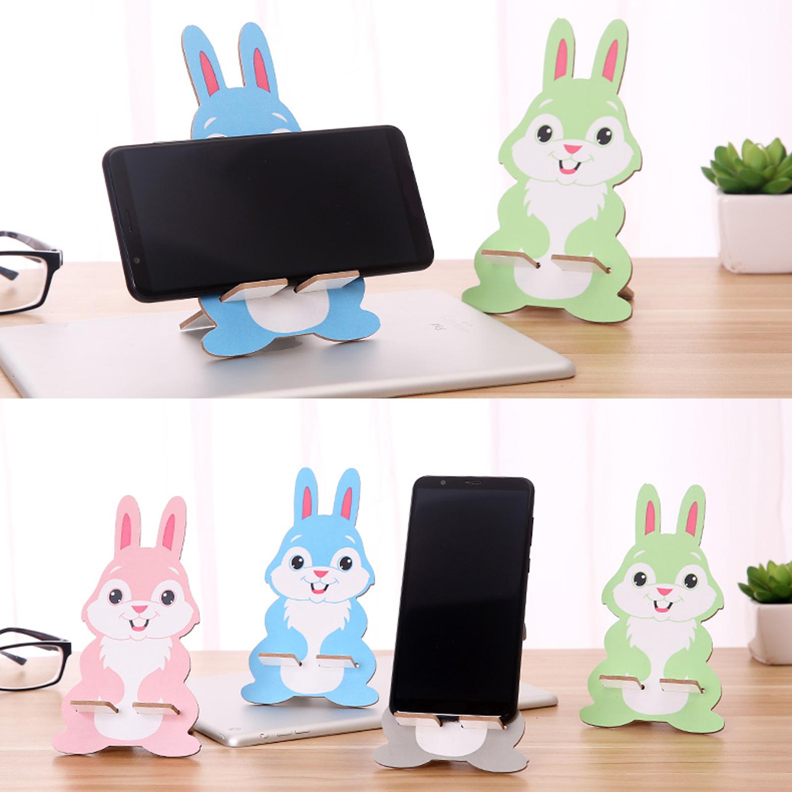 Wooden Mobile Phone Holder Stand Cute Cartoon Bunny Desktop Phone Support Tablet Bracket Cellphone Mount