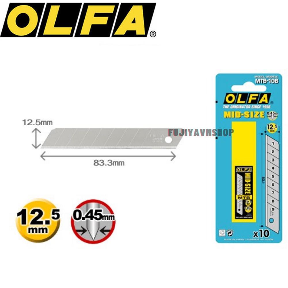 Lưỡi dao cắt 12.5mm OLFA - MTB-10B (gồm 10 lưỡi)