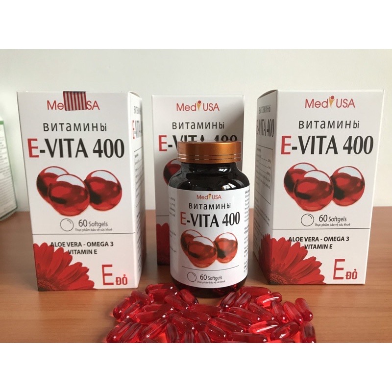 Vitamin E Đỏ 400 vinaphar - Hộp 60 Viên -Hỗ trợ tăng độ đàn hồi cho da, giảm khô da, nhãn da, giúp làm đẹp da
