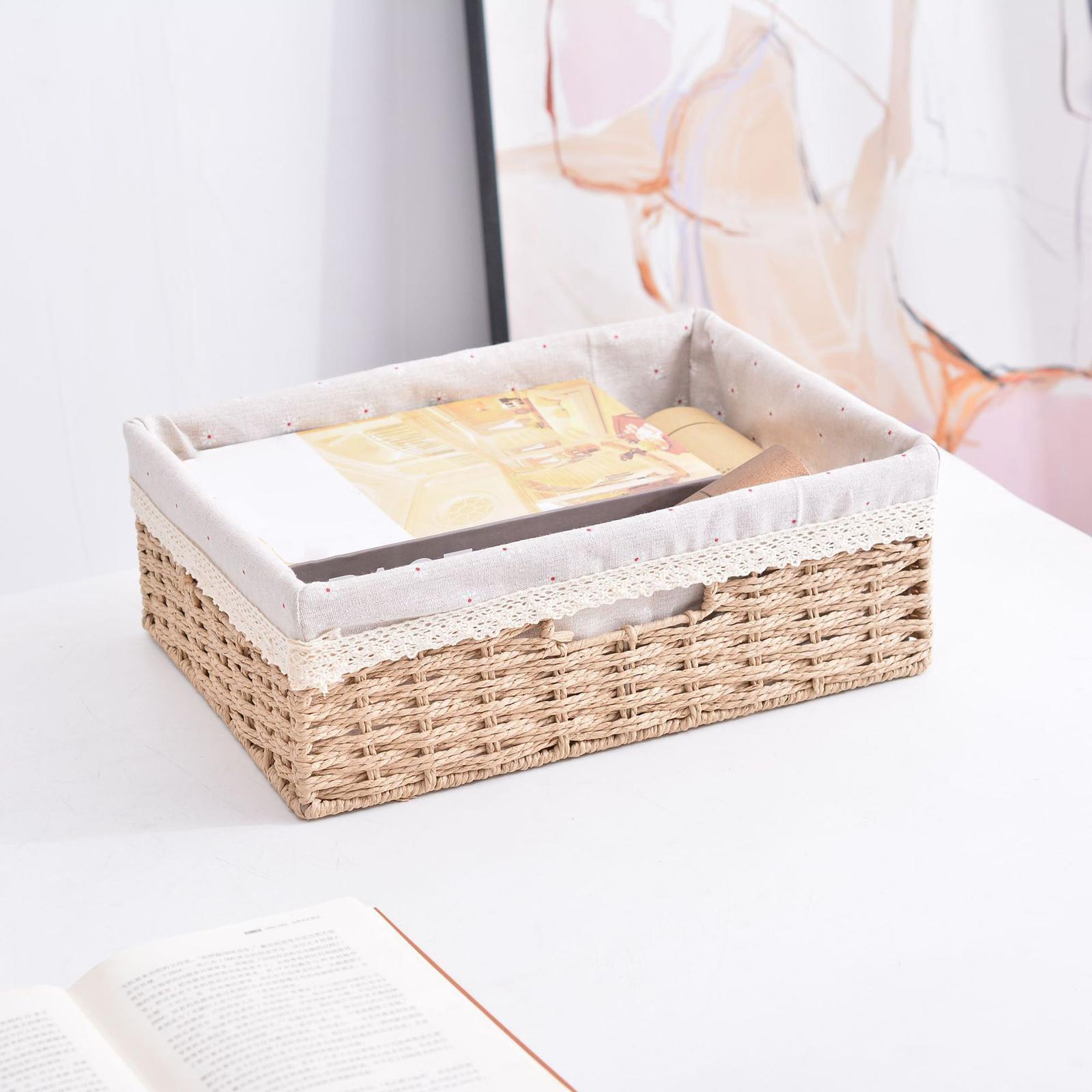 Handwoven Basket Storage Woven Basket, Fruit Basket, Desktop Organizer for Kitchen Closet Bathroom