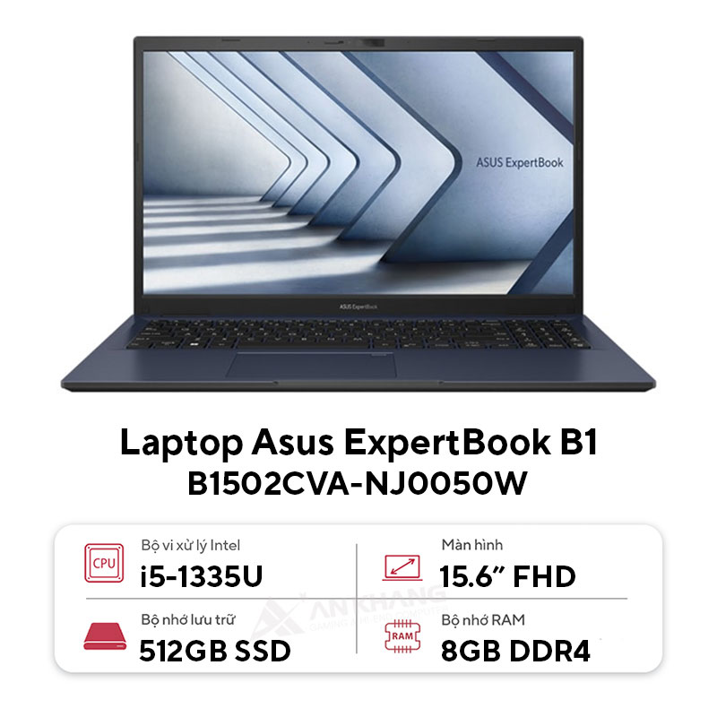 Laptop ASUS ExpertBook B1 B1502CVA-NJ0050W (Intel Core i5-1335U | 8GB DDR4 | 512GB | Intel UHD Graphics | 15.6 inch FHD | Windows 11 Home | Đen) - HÀNG CHÍNH HÃNG