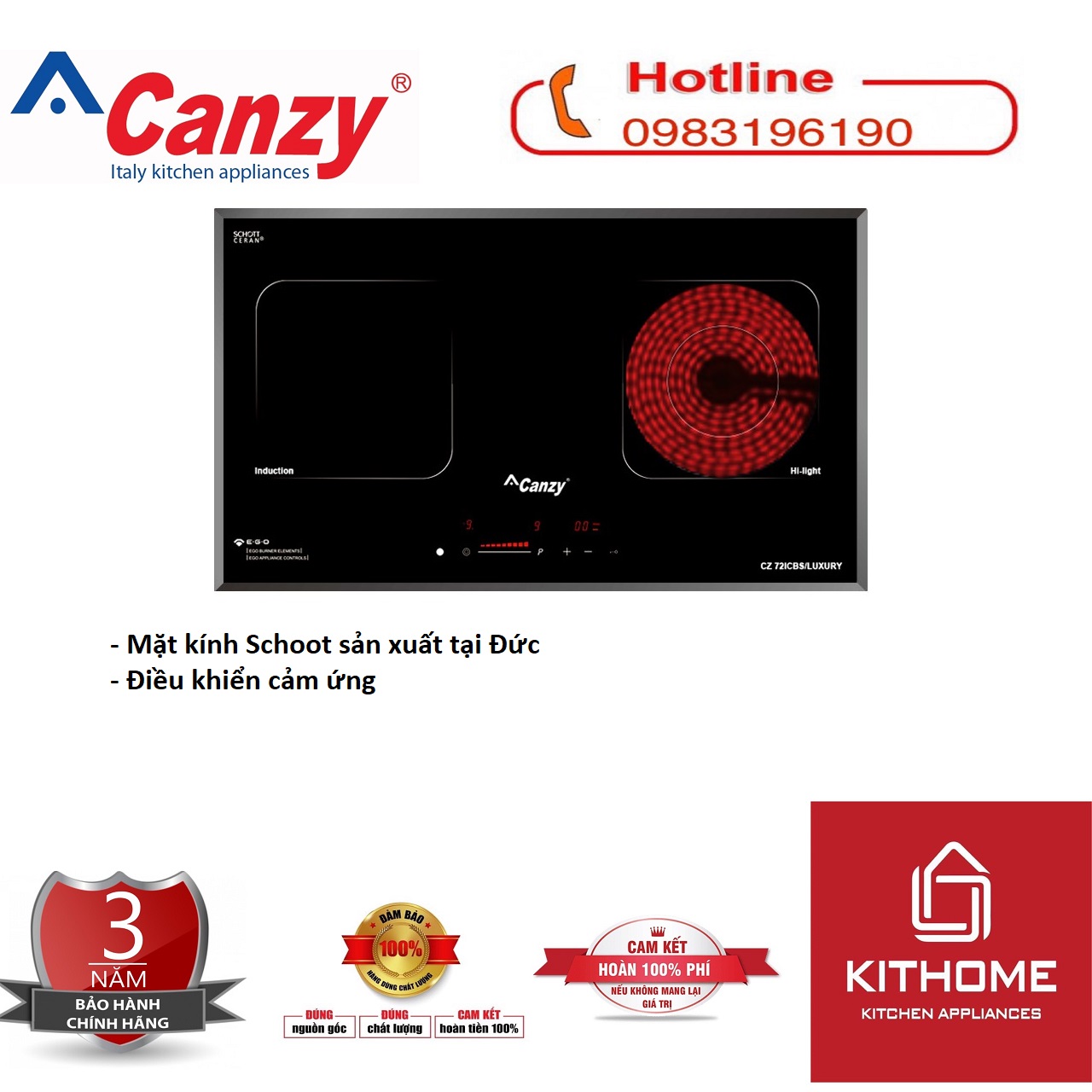 Bếp điện từ cao cấp CANZY CZ 72ICBS/LUXURY - Hàng chính hãng