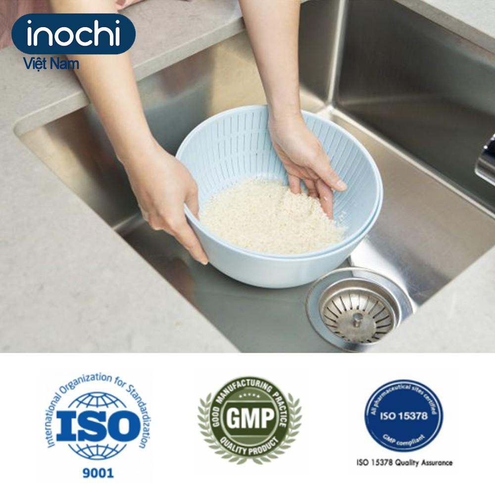 Bộ thau rổ -rổ yoko 23cm nhựa dẻo inochi Nhật Bản loại cao cấp chắc chắn sang trọng phủ Ag+ kháng khuẩn TRD01