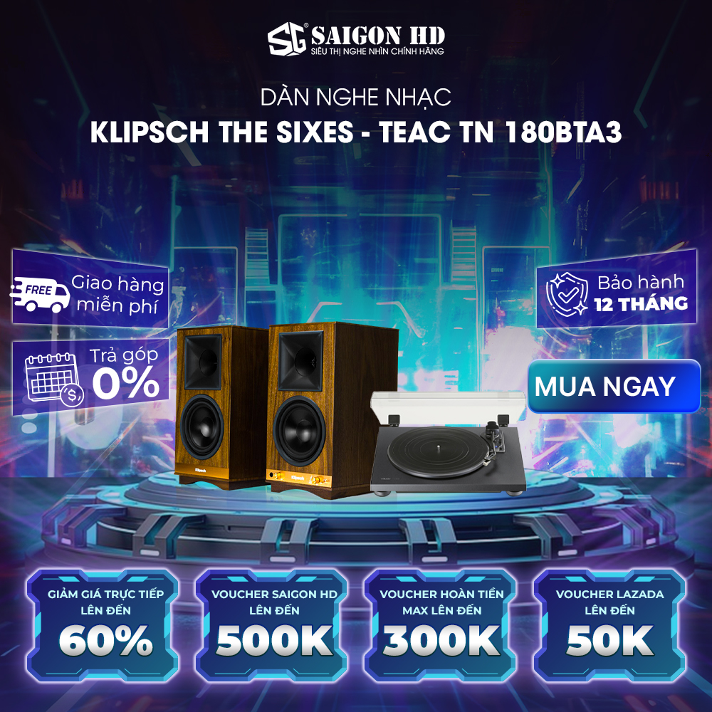 Dàn nghe nhạc KLIPSCH THE SIXES - TEAC TN 180BTA3 - Hàng chính hãng, giá tốt