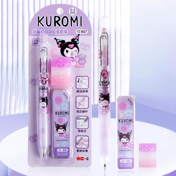 Bộ Bút Chì Bấm Kuromi 0.5 mm Kèm Hộp Ngòi Và Gôm Tẩy - iiGEN IG5792