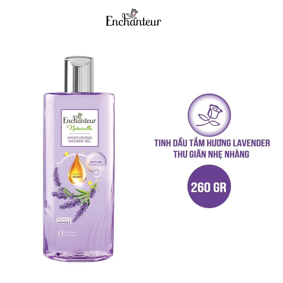 Sữa tắm dưỡng da Enchanteur Naturelle hương hoa Lavender 260gr/Chai