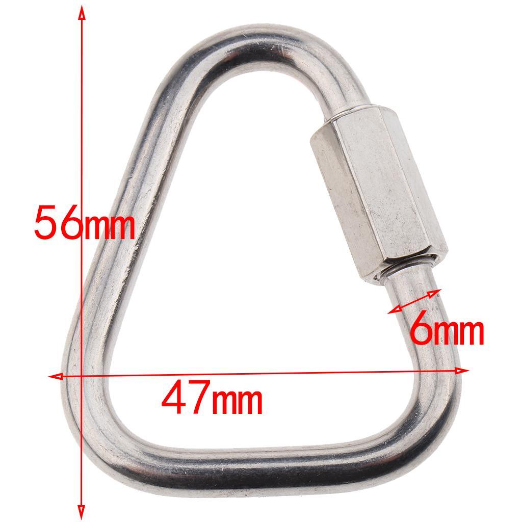 2X Outdoor Triangle Stainless Steel Carabiner Camping Keychain Quick Link 6mm