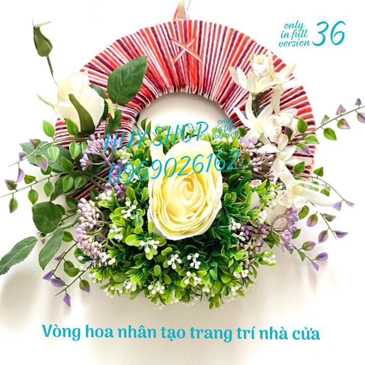 VÒNG HOA NHÂN TẠO TRANG TRÍ TREO TƯỜNG 28CM 33-39