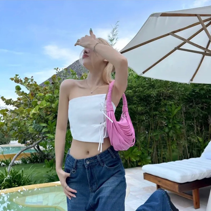 Áo ống quây croptop vạt nhọn có mút