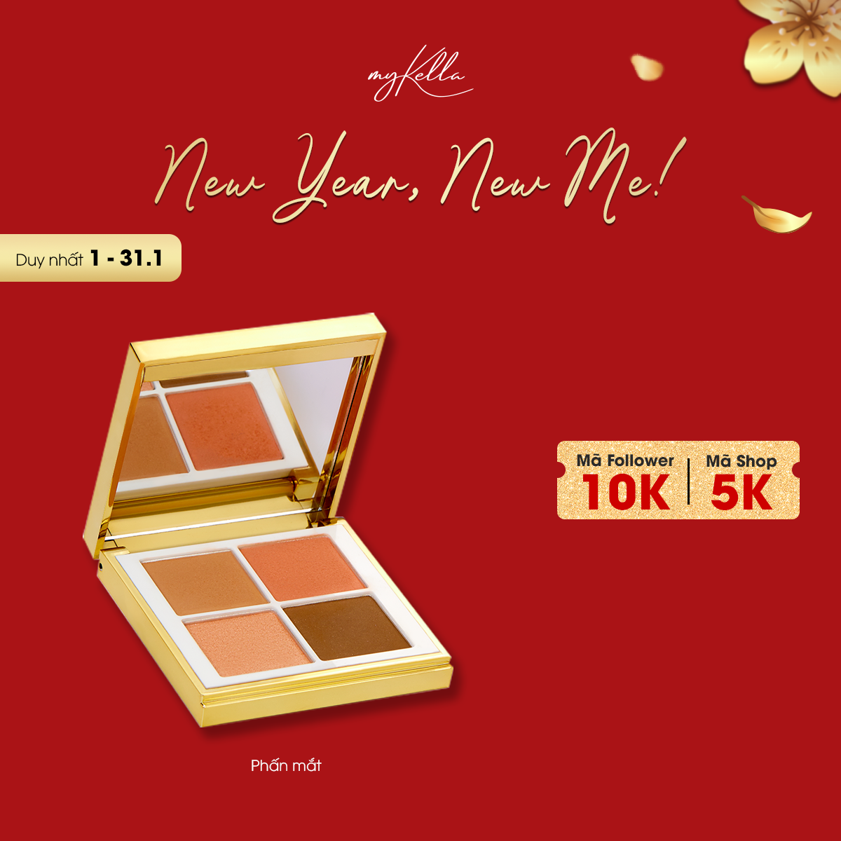 Phấn Mắt Trang Điểm myKella Mini Glam Eye Palette Siêu Mịn