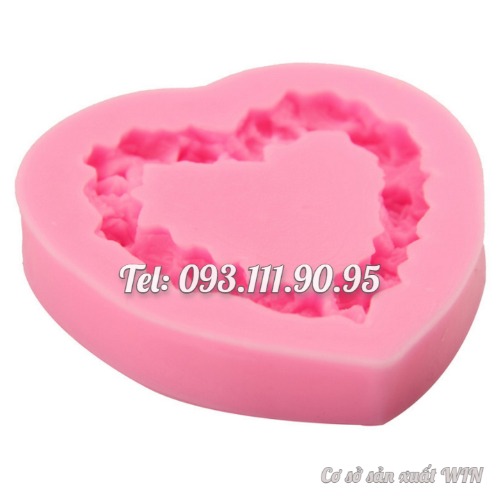 Khuôn silicon làm rau câu trái tim hoa hồng - Loại 7 cm – Mã số 1041