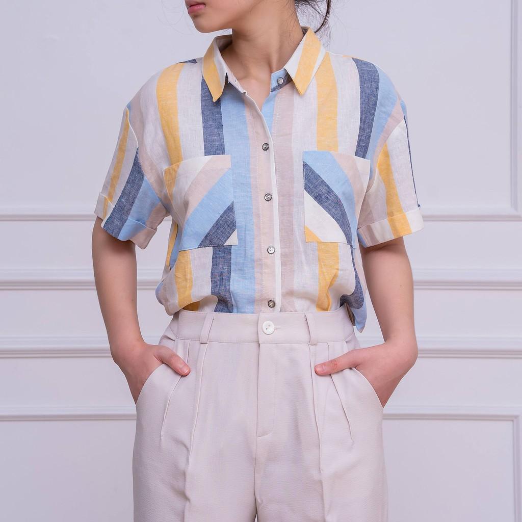 Áo kiểu sơ mi nữ thắt nơ eo TKFASHION SMKA197