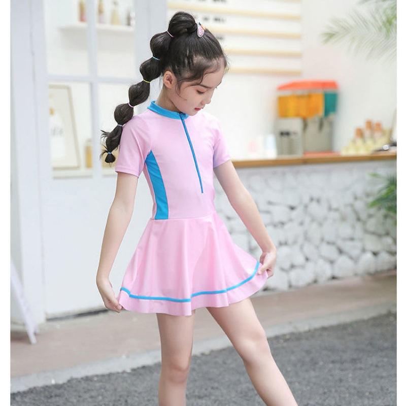 Đồ bơi cho bé gái 1 mảnh dài tay chân váy đủ size từ 20kg đến 45kg TE005
