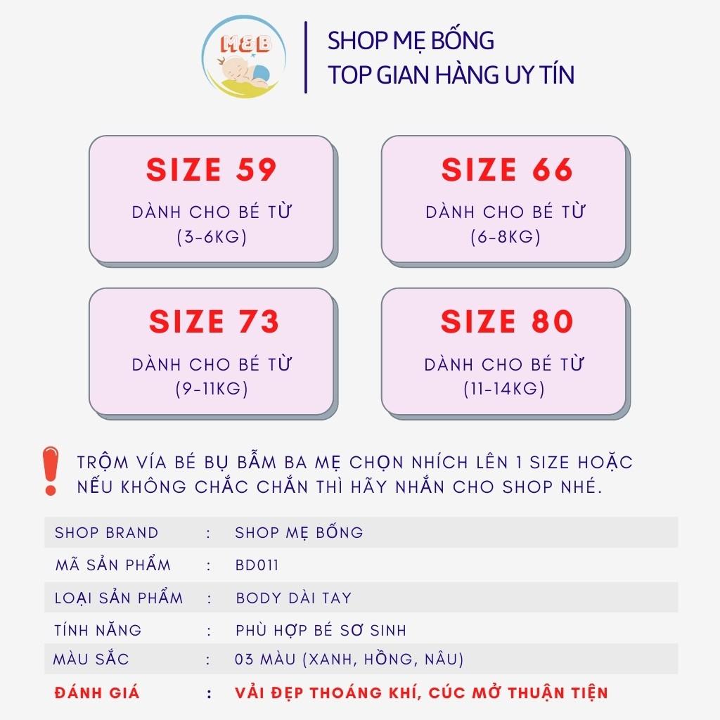 Body dài tay liền thân cho bé bodysuit cho bé trai bé gái sơ sinh từ 3-14kg, hàng đẹp xuất Nhật – BD11