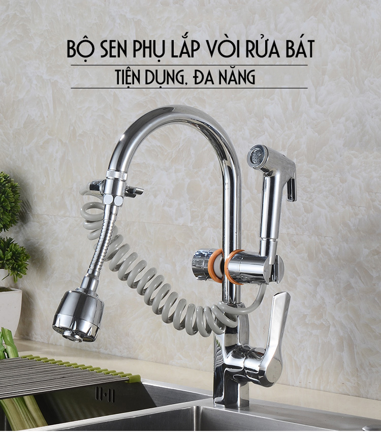 Bộ vòi sen phụ lắp chậu rửa mặt Lavabo và chậu rửa bát vô cùng tiện lợi