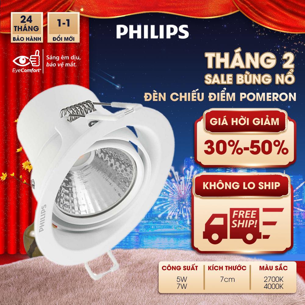 Đèn Philips âm trần chiếu điểm 5977x POMERON 070