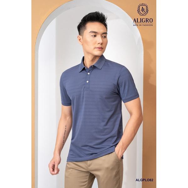 Hình ảnh Áo polo nam áo thun áo thun cổ bẻ màu xanh navy chất liệu vải thun lạnh mềm mịn không bai xù co giãn tốt ALIGRO ALGPLO82