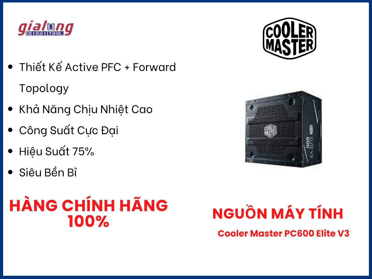 Nguồn máy tính Cooler Master PC600 Elite V3 - Hàng chính hãng