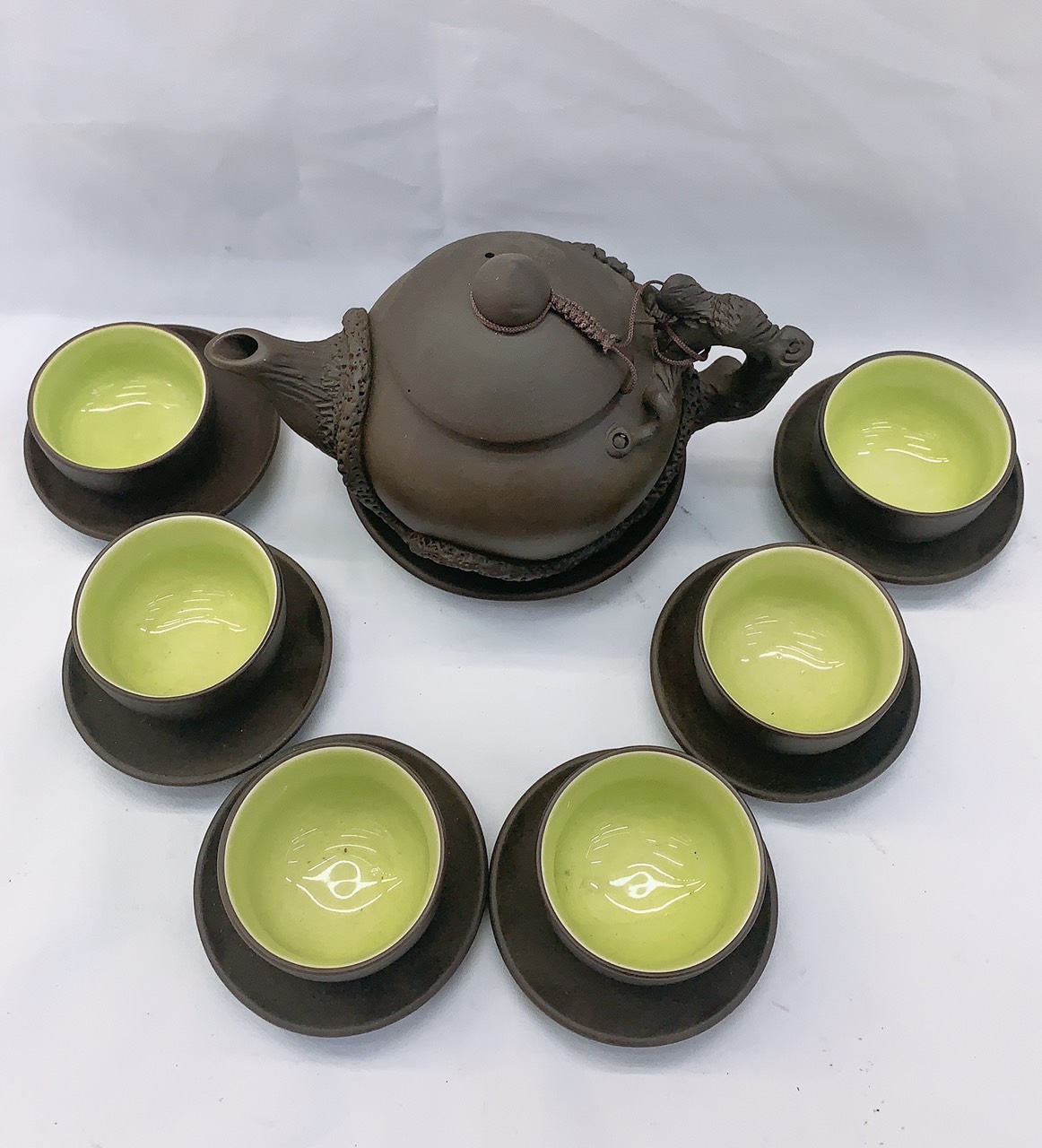 Bộ ấm chén pha trà gốm sứ lòng xanh - ANTH686