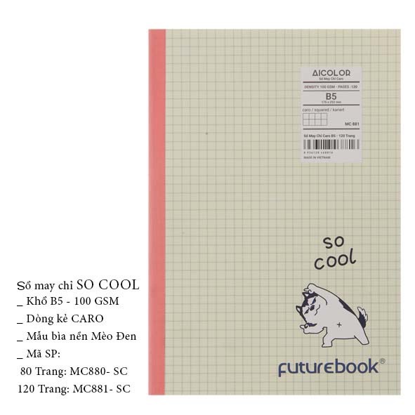 Sổ May Chỉ Dán Gáy So Cool B5- Caro- 100GSM. Phong cách Nhật Bản. VPP FUTUREBOOK. Giao mẫu ngẫu nhiên.